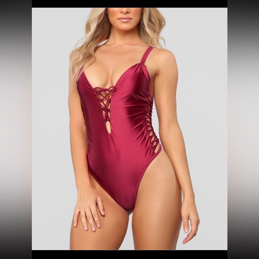 One piece burgundy swimwear